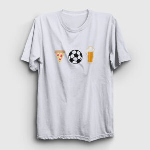 Pizza Futbol Bira Tişört beyaz