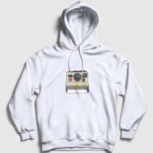 Polaroid Kamera Kapşonlu Sweatshirt beyaz