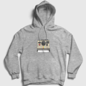 Polaroid Kamera Kapşonlu Sweatshirt gri kırçıllı