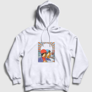 Pop Art Workers Kapşonlu Sweatshirt beyaz