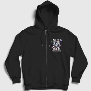 Poster Get Up K-Pop Newjeans Fermuarlı Kapşonlu Sweatshirt Siyah