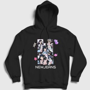 Poster Get Up K-Pop Newjeans Kapşonlu Sweatshirt Siyah