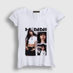 Poster Hanni K-Pop Newjeans Kadın Tişört Beyaz