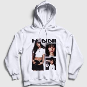 Poster Hanni K-Pop Newjeans Kapşonlu Sweatshirt Beyaz