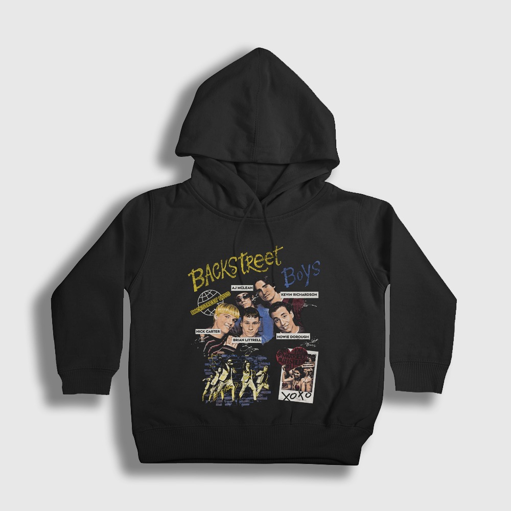 Poster Pop Backstreet Boys Çocuk Kapşonlu Sweatshirt Siyah