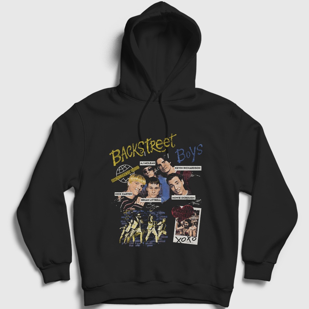 Poster Pop Backstreet Boys Kapşonlu Sweatshirt Siyah