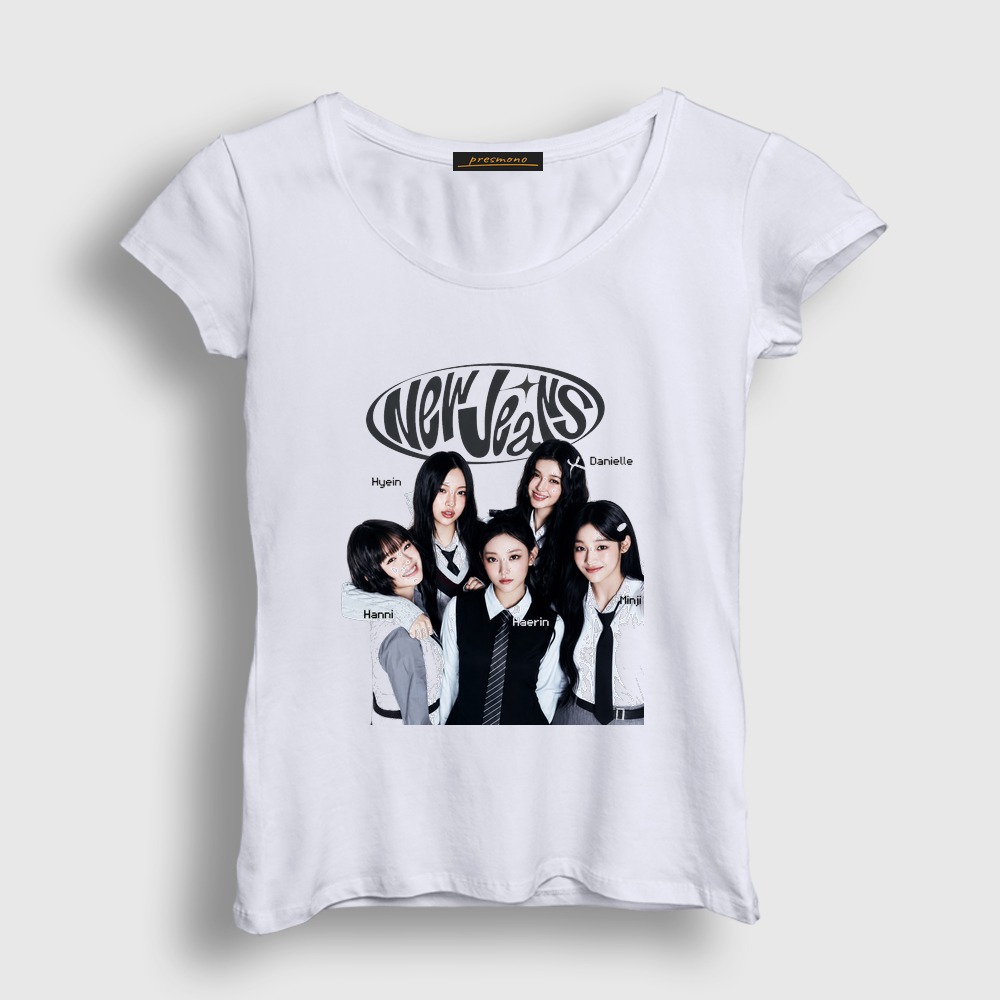 Poster V2 New Jeans K-Pop Newjeans Kadın Tişört Beyaz
