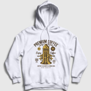 Premium Coffee Kapşonlu Sweatshirt beyaz
