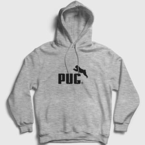 Pug Kapşonlu Sweatshirt gri kırçıllı