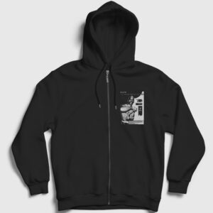 Rakim Rap Fermuarlı Kapşonlu Sweatshirt Siyah