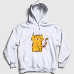 Sarman Kedi Kapşonlu Sweatshirt beyaz
