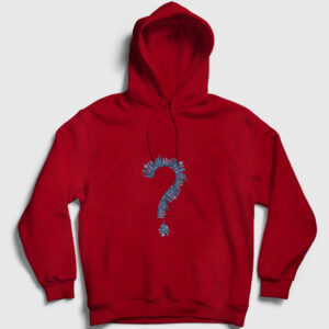 Şehir Soru İşareti Kapşonlu Sweatshirt kırmızı