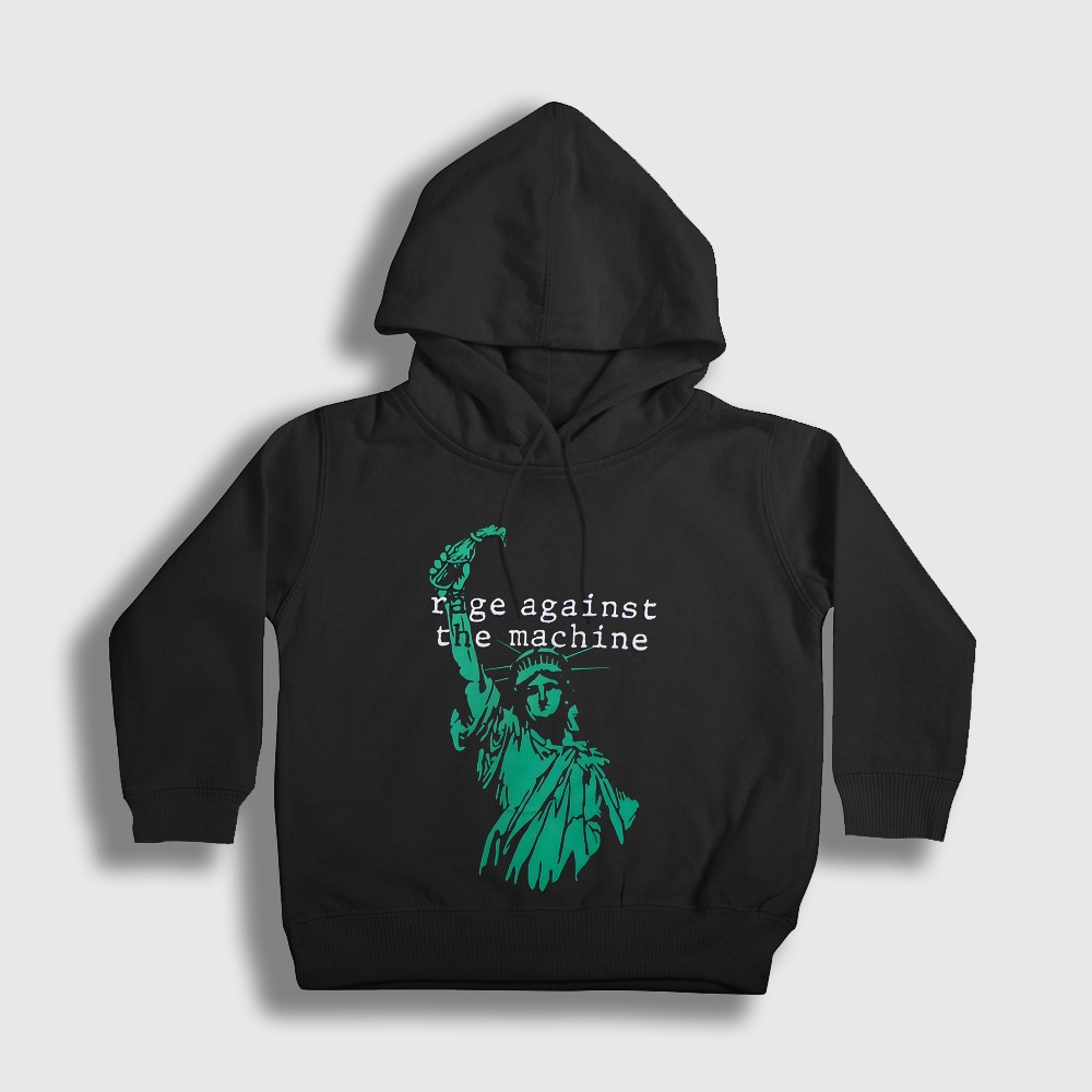 Statue Of Liberty Rage Against The Machine Çocuk Kapşonlu Sweatshirt Siyah