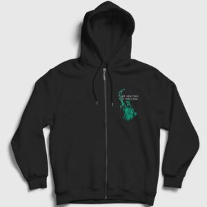 Statue Of Liberty Rage Against The Machine Fermuarlı Kapşonlu Sweatshirt Siyah