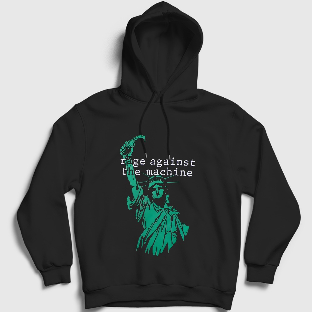 Statue Of Liberty Rage Against The Machine Kapşonlu Sweatshirt Siyah