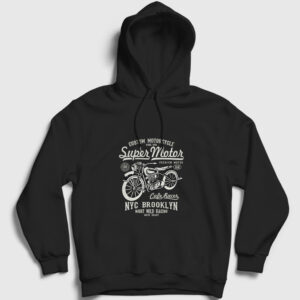 Super Motor Kapşonlu Sweatshirt siyah