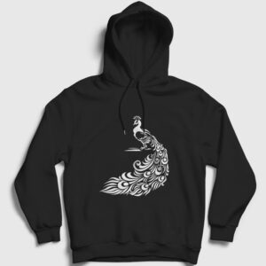 Tavus Kuşu Kapşonlu Sweatshirt siyah