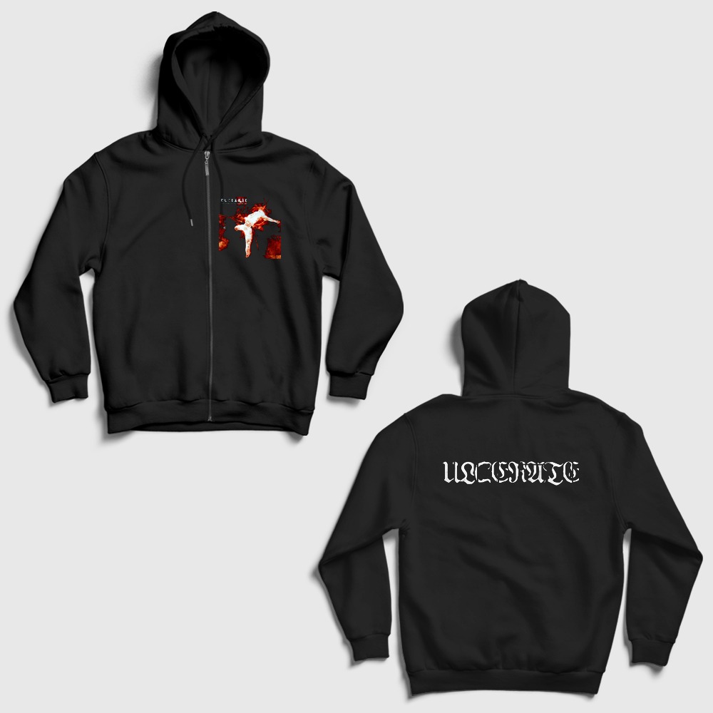 The Coming Of Genocide Metal Ulcerate Sırt Baskılı Fermuarlı Kapşonlu Sweatshirt Siyah