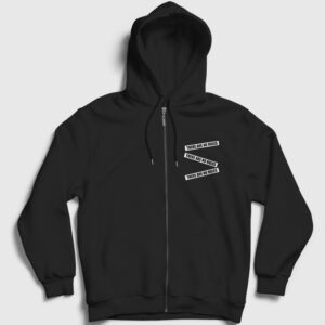 There are No Rules Fermuarlı Kapşonlu Sweatshirt siyah