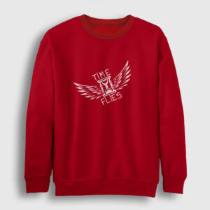 Time Flies Sweatshirt kırmızı