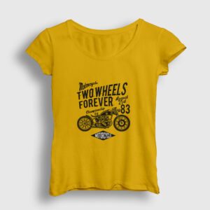 Two Wheels Forever Motor Kadın Tişört sarı