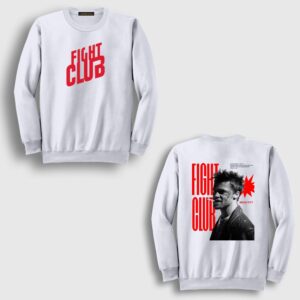 Tyler Durden Fight Club Sırt Baskılı Sweatshirt Beyaz
