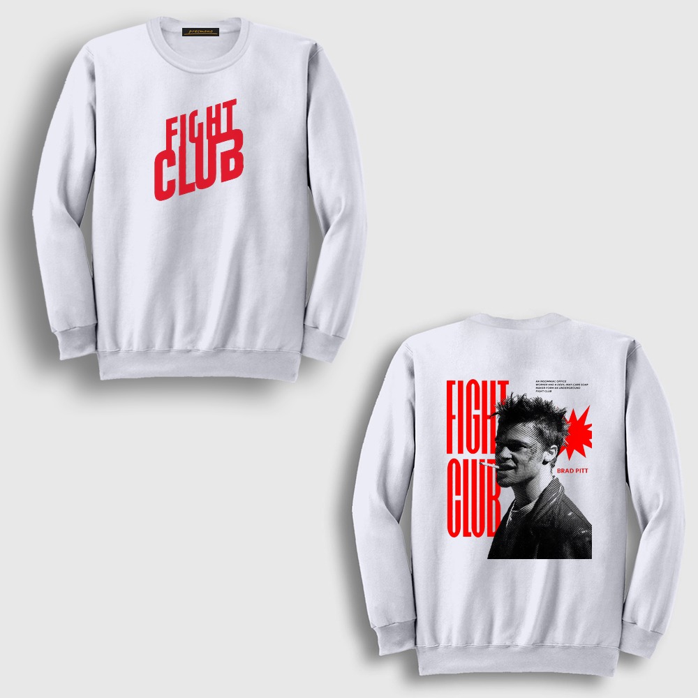 Tyler Durden Fight Club Sırt Baskılı Sweatshirt Beyaz