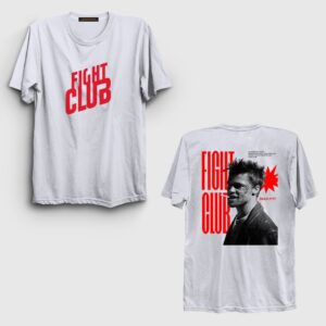Tyler Durden Fight Club Sırt Baskılı Tişört Beyaz