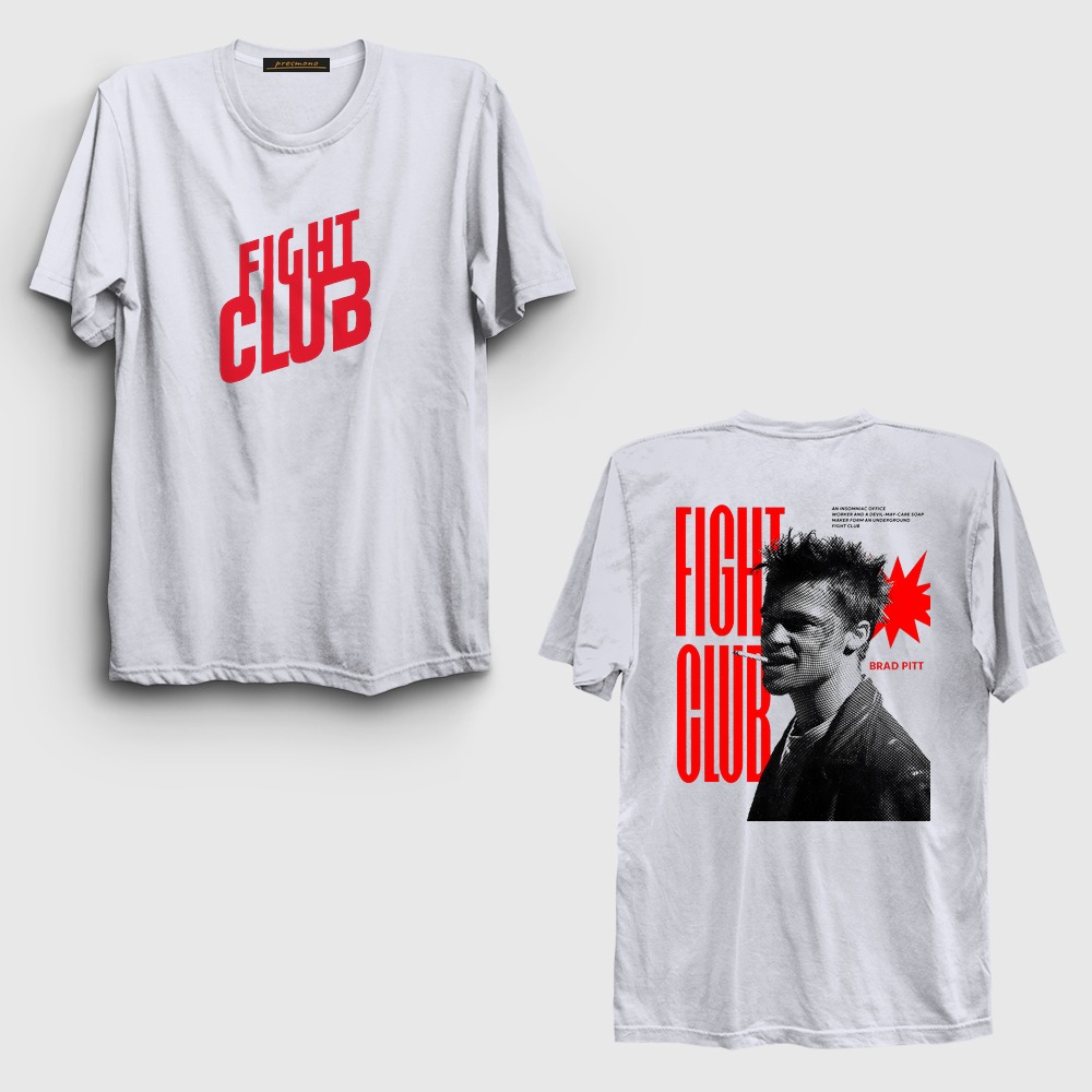 Tyler Durden Fight Club Sırt Baskılı Tişört Beyaz