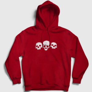 Üç Kurukafa Kapşonlu Sweatshirt kırmızı