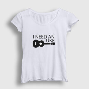 Ukulele Kadın Tişört beyaz