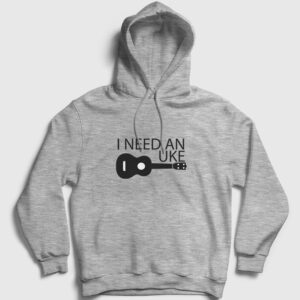 Ukulele Kapşonlu Sweatshirt gri kırçıllı