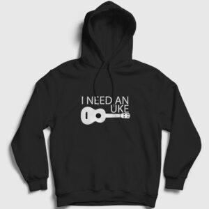 Ukulele Kapşonlu Sweatshirt siyah