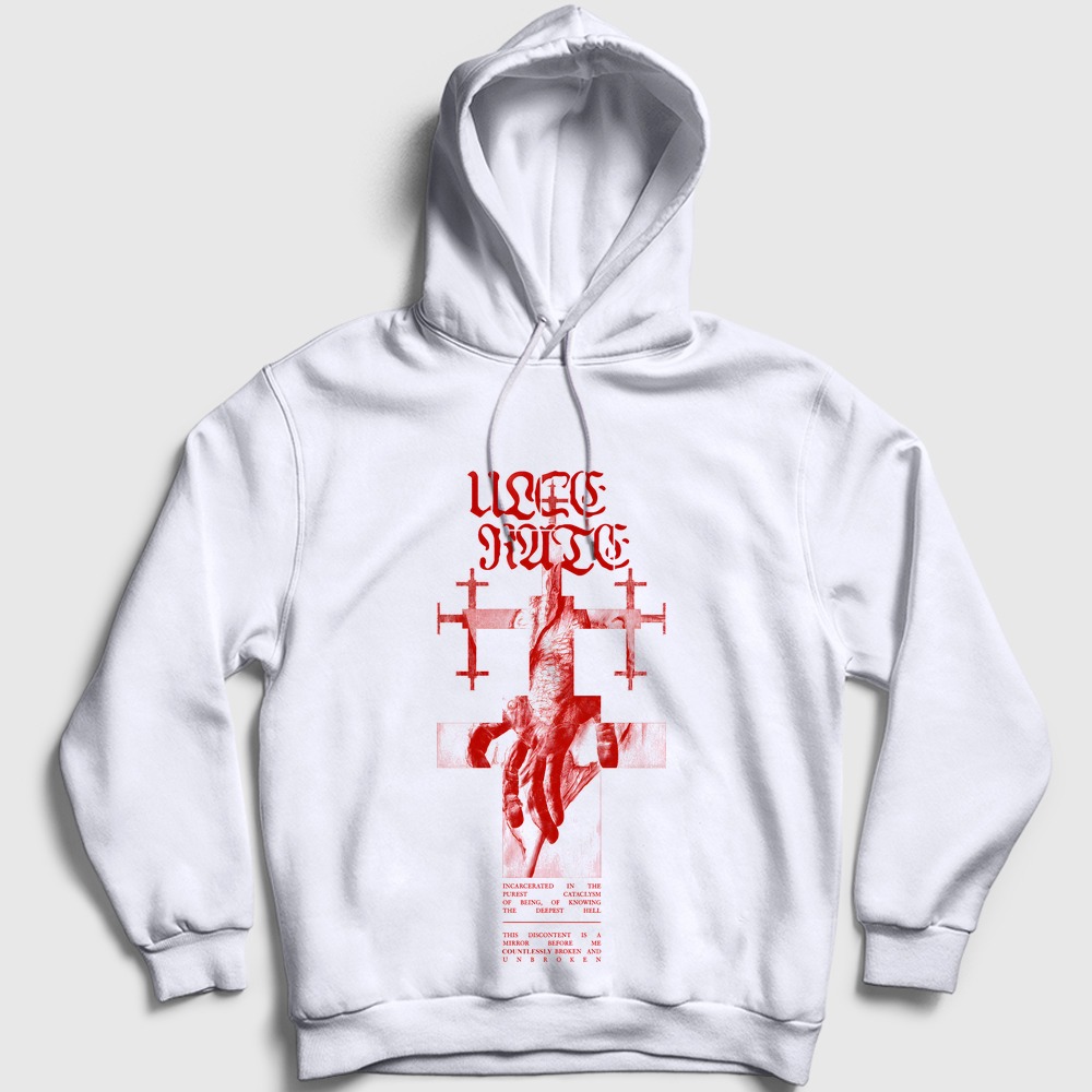 Unbroken Metal Ulcerate Kapşonlu Sweatshirt Beyaz