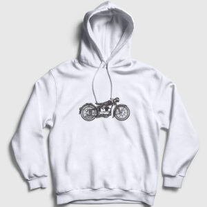 Vintage Motor Kapşonlu Sweatshirt beyaz