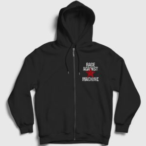 Vintage Rock Rage Against The Machine Fermuarlı Kapşonlu Sweatshirt Siyah