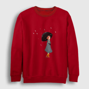 Yağmur ve Kız Sweatshirt kırmızı