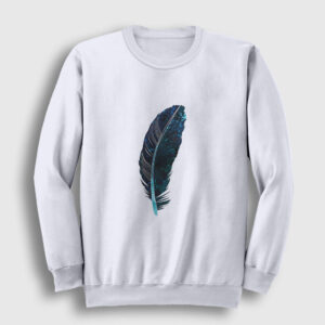 Yeşil Kuş Tüyü Sweatshirt beyaz