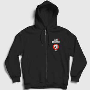 Yuri Gagarin Fermuarlı Kapşonlu Sweatshirt siyah