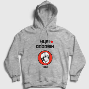 Yuri Gagarin Kapşonlu Sweatshirt gri kırçıllı