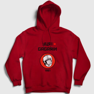 Yuri Gagarin Kapşonlu Sweatshirt kırmızı